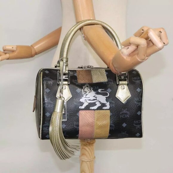 MCM Vicetos Logogram Hand Bag PVC Black Auth - Picture 5 of 16